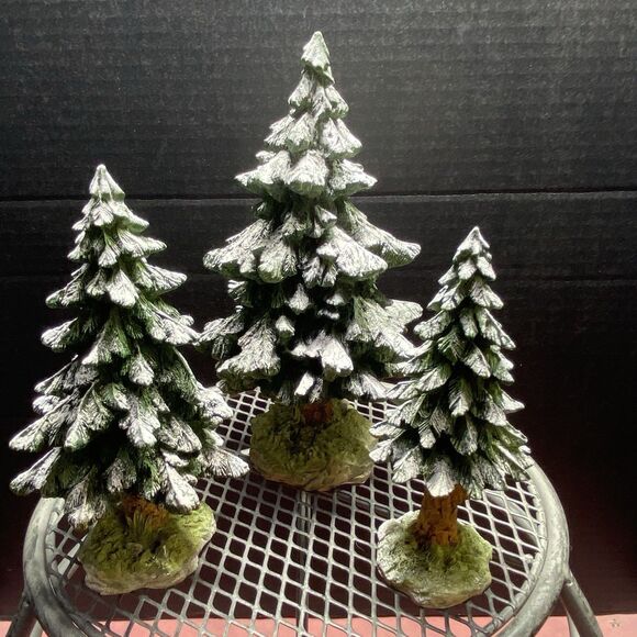 Department 56 Village Snowy Scotch Pines Set of 3 #52615 Trees Christmas Holiday - Picture 1 of 16